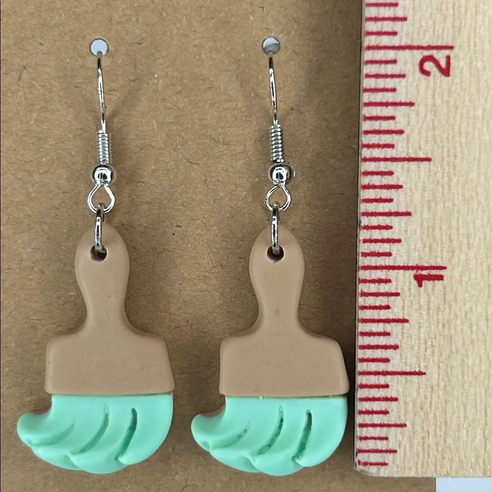 Acrylic Paint Brush Drop Earrings, Art Teachers - Picture 2 of 2